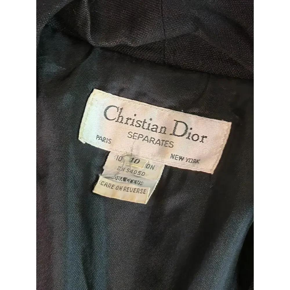 Christian Dior Womens Blazer Suit Jacket Size 10 Black Vintage Single Button